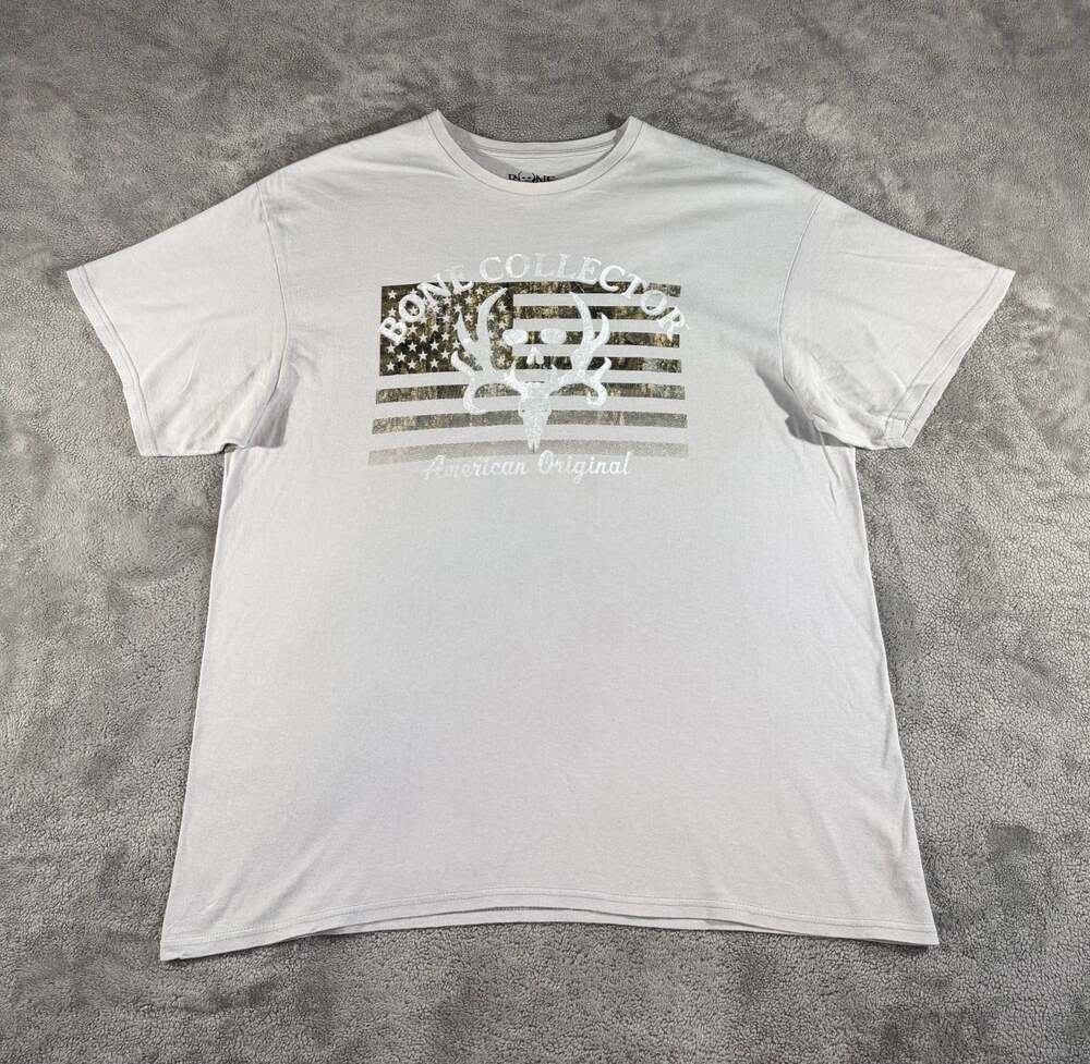 Bone Collector American Original Deer Skull Camo Flag Graphic T-Shirt Men's XL